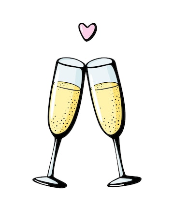 Premium Vector | Vector doodle hand drawn illustration of two champagne ...