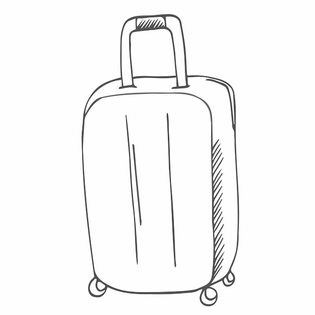 Vector doodle borsa linea disegnata a mano, bagagli. valigia, zaini da viaggio, valigetta