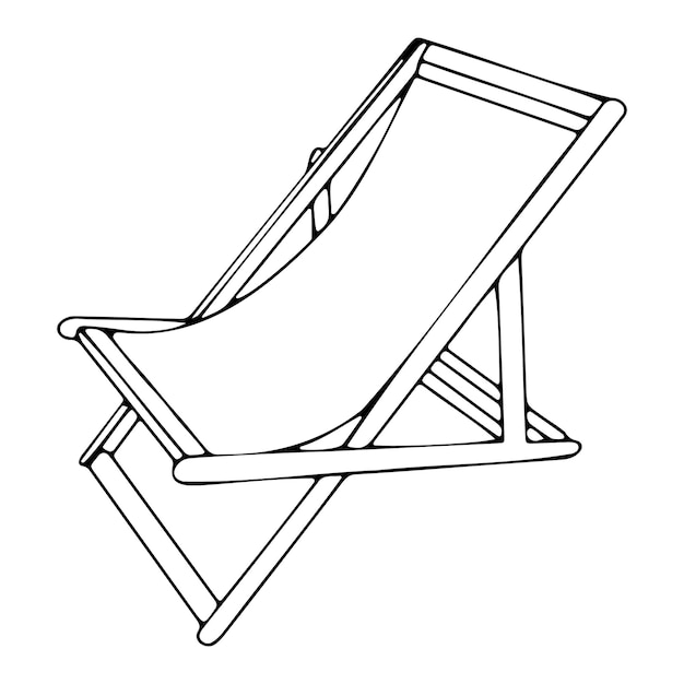 Vector doodle icon of a beach chaise longue sunbed