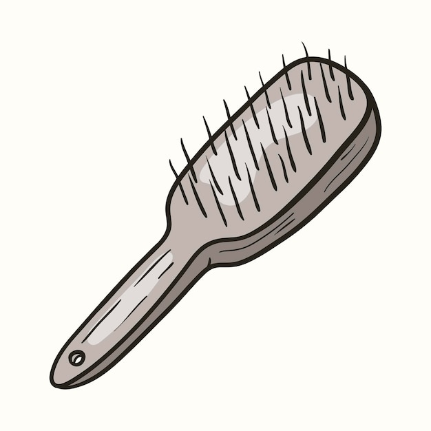 Vector doodle illustration of massage hairbrush isolated on white background