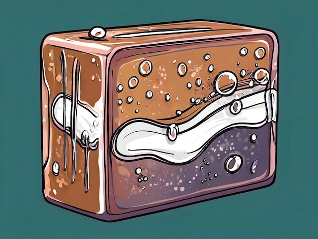 Vector vector doodle illustration of solid soap with bubbles isolated