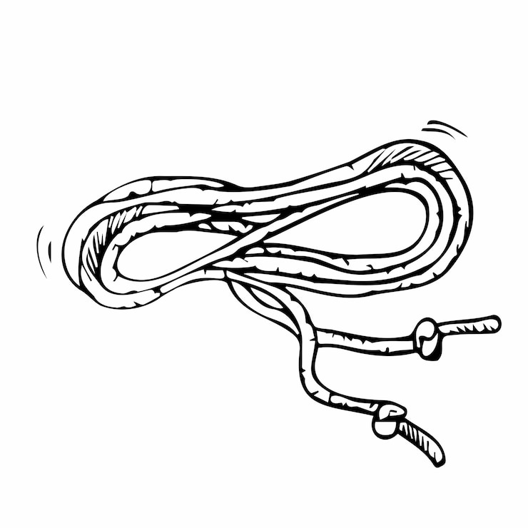Vector vector doodle jumping rope icon. rhythmic gymnastic skipping rope