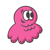 Vector doodle pink funny jellyfish monster isolated on white