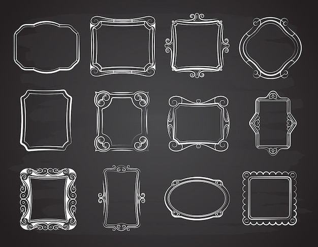 Vector doodle portrait photo frames