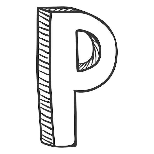 Vector vector doodle schets illustratie de letter p