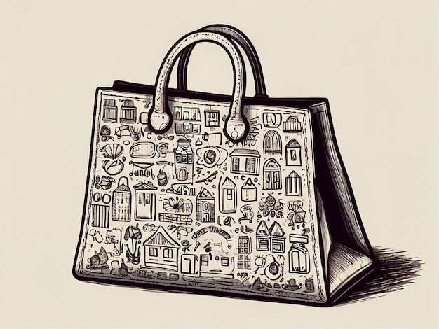 Vector vector doodle shopping bag isolated