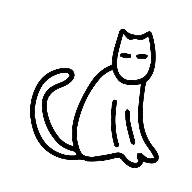 Vector doodle sitting cat illustration Hand drawn cat sitting isolated