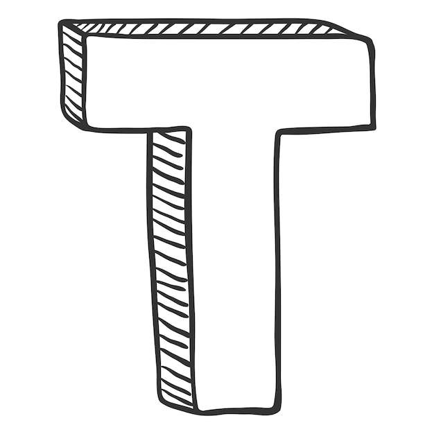 Premium Vector | Vector doodle sketch illustration the letter t