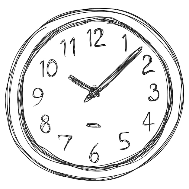 Vector doodle sketch illustration wall clock