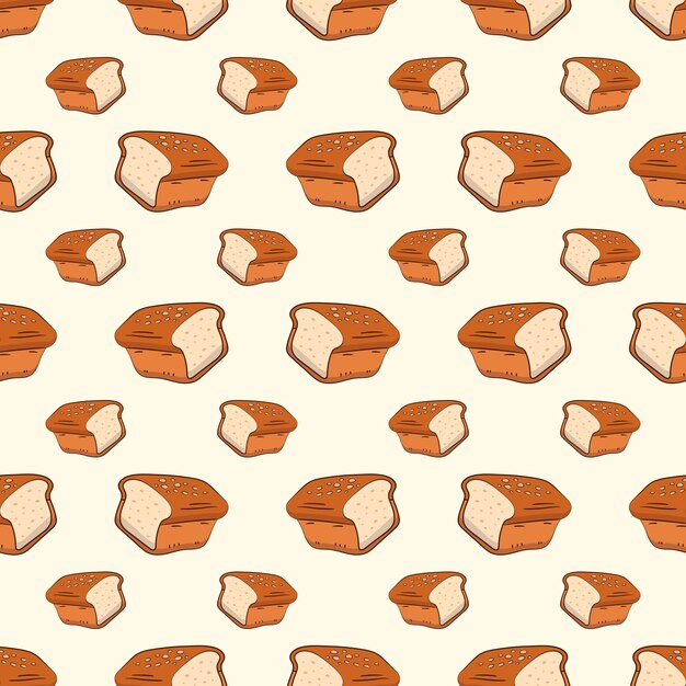 Vector doodle sketch style breads and baguettes bakery seamless pattern