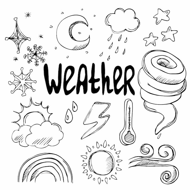 Vector vector doodle weather set