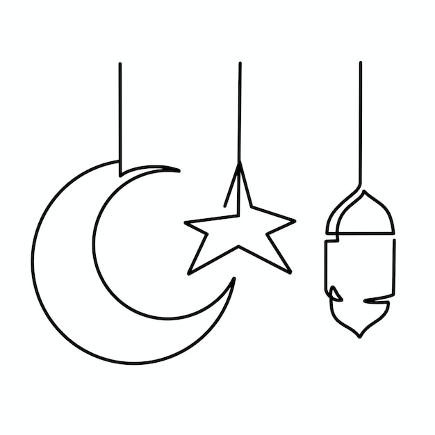 Vector doorlopende één lijn instellen Ramadan Kareem decoratie illustratie