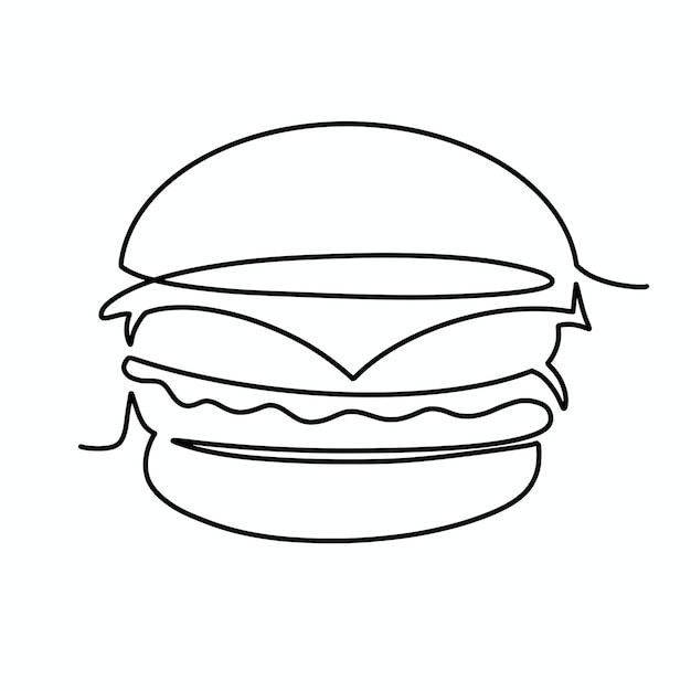 Vector vector doorlopende één regel hamburger illustratie
