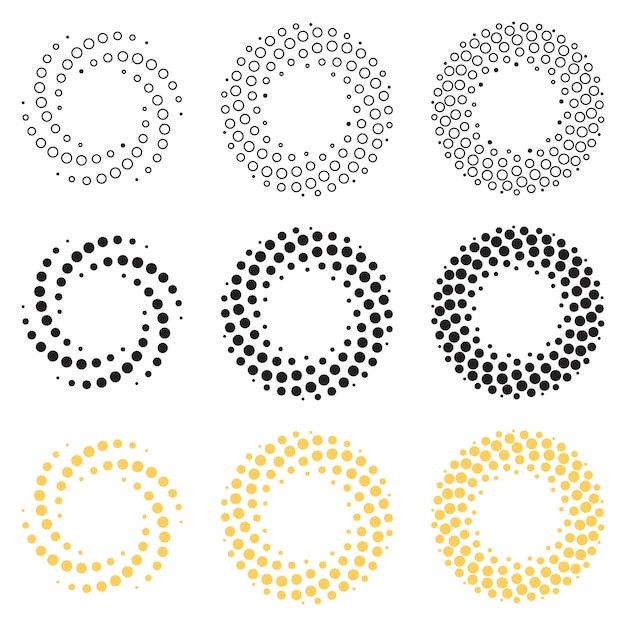 Vector vector dotted spiral vortex in three styles