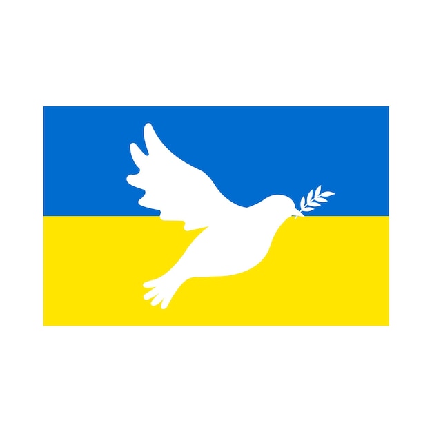 Vector dove of peace silhouette with Ukraine flag