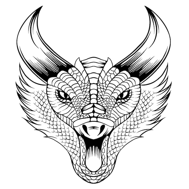 vector of dragon head mascot angry