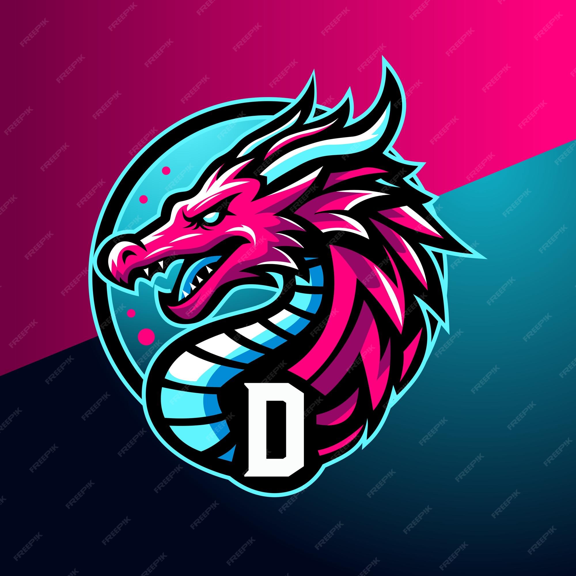 Premium Vector | Vector_dragon_pink_blue