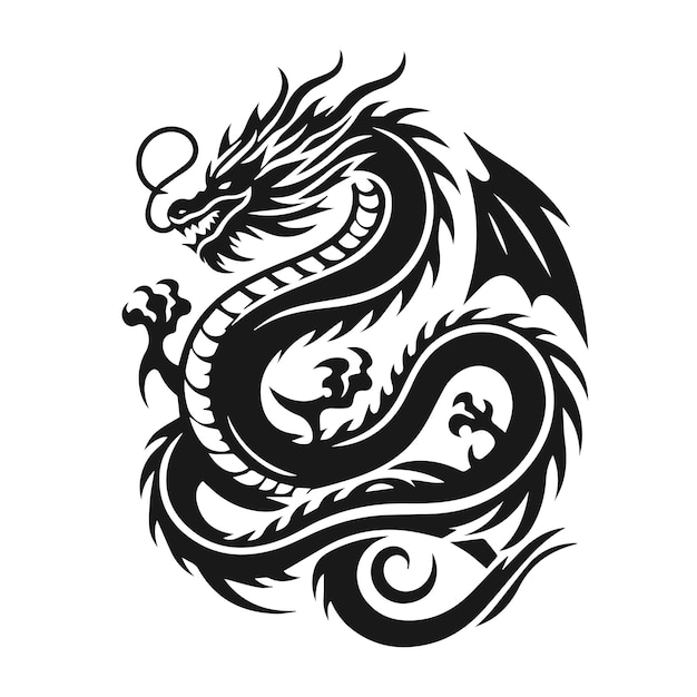 Векторная татуировка дракона
