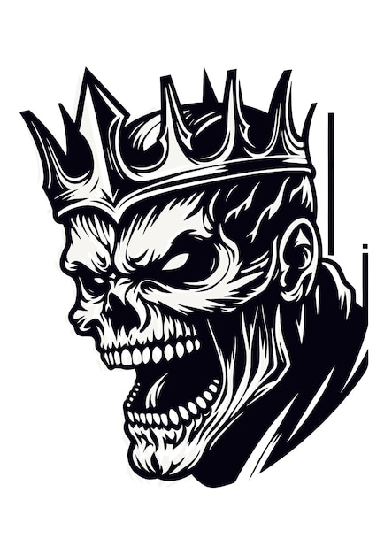 Vector vector drawing of an angry king demon skull