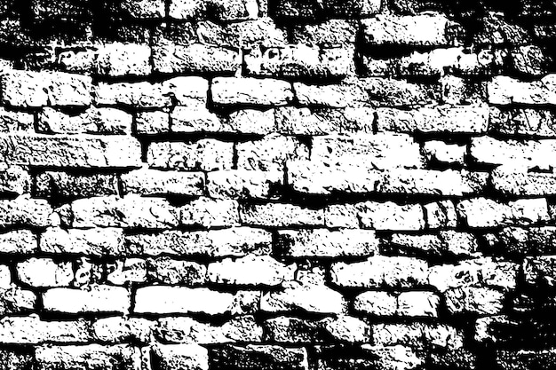 Vector drawing of a brick wall black and white