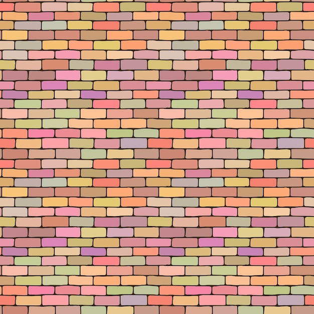 Vector vector drawing of a brick wall multicolor background seamless pattern