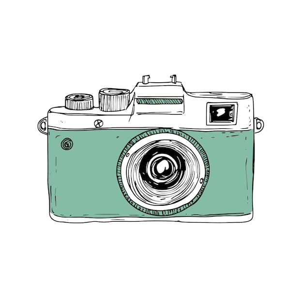 Векторный рисунок камеры на белом фоне Генеративный ИИ