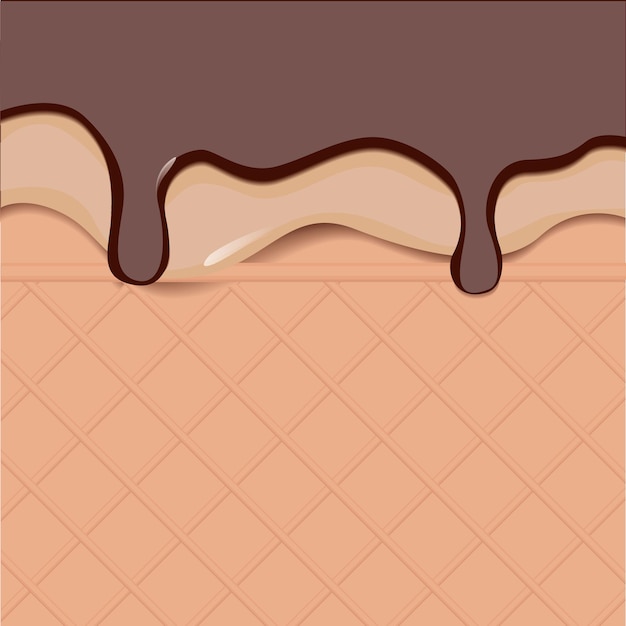 Vector vector drawing of chocolate and cream ice cream in a waffle cup waffle background illustration can