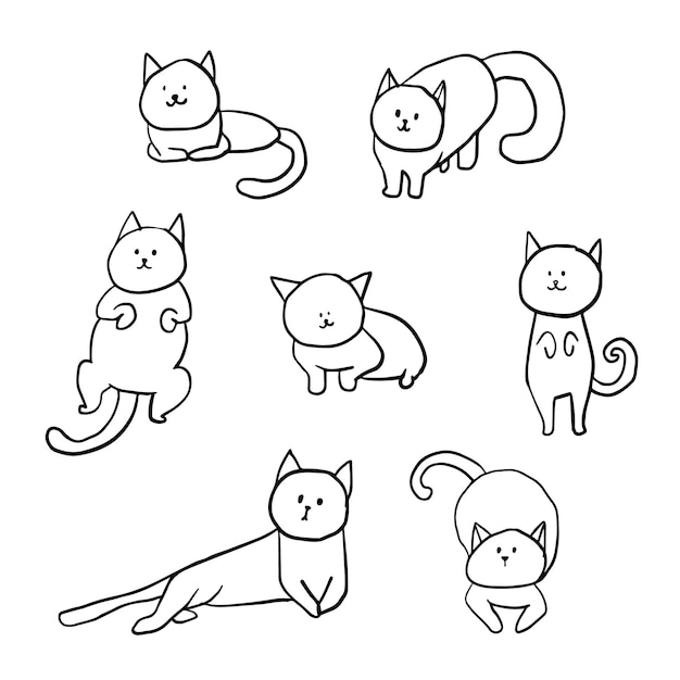 vector drawing cute cat doodle kitty