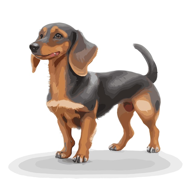 Vector vector drawing of a dachshund dog with editable features design element illustration