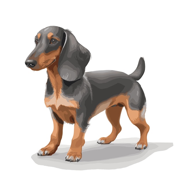 Vector vector drawing of a dachshund dog with editable features design element illustration