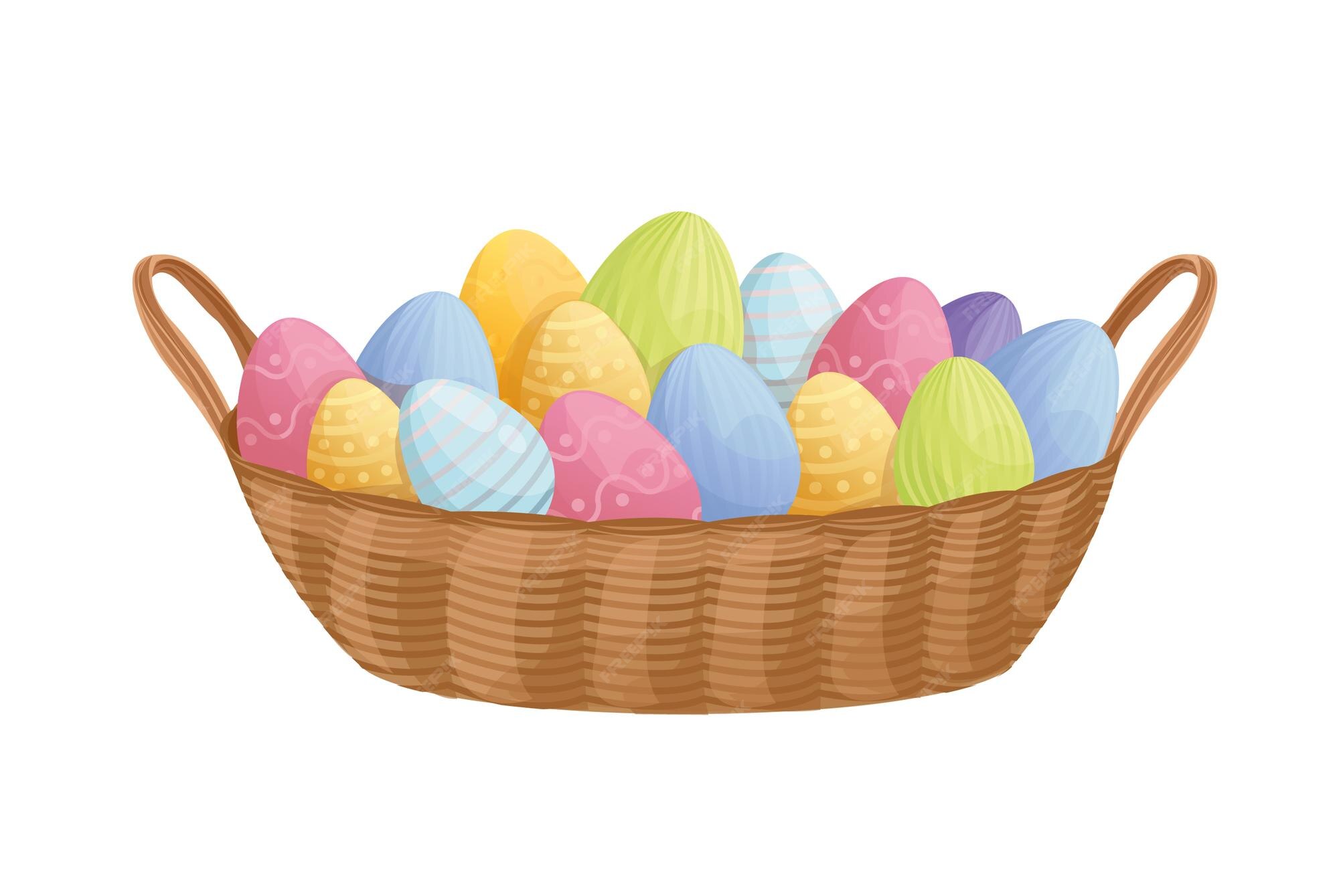 Premium Vector Vector drawing of easter eggs in a basket