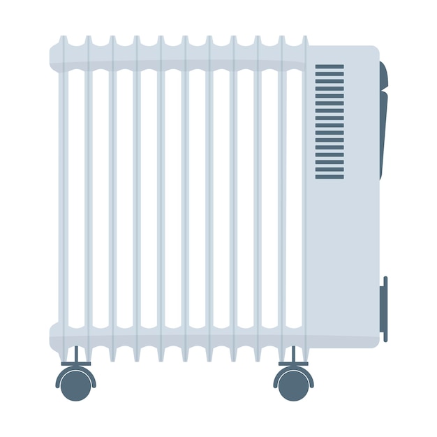 Vector drawing of an electric heater of flat contruction on a white background.