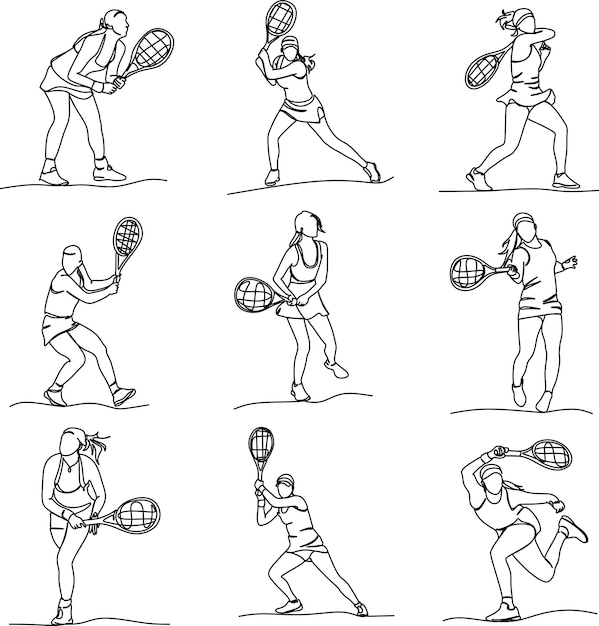 女子テニス プレーヤーのベクトル描画.スポーツ・レクリエーション