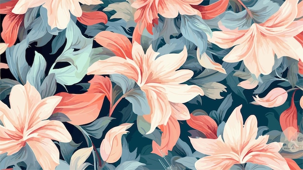 Vector drawing flowers pastel colors