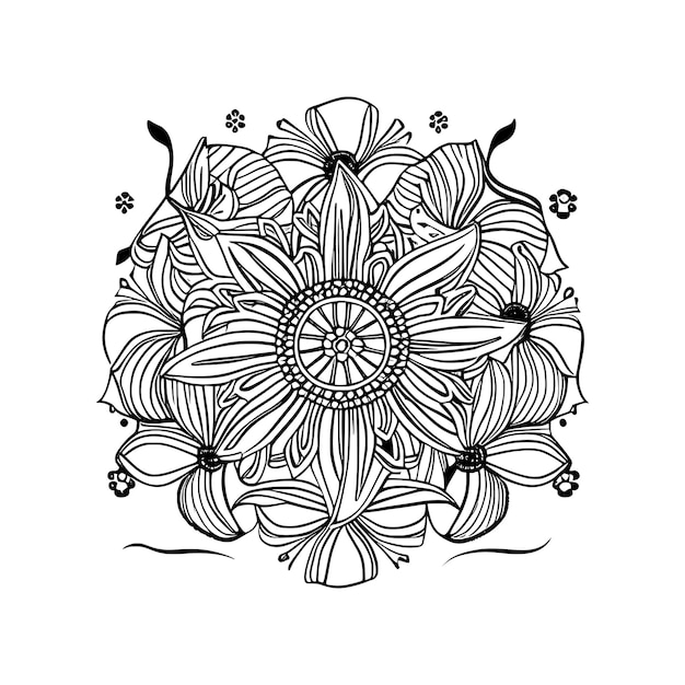 Vector drawing flowers stylized design isolated floral elements handdrawn illustration