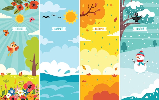 Vector vector drawing of four seasons