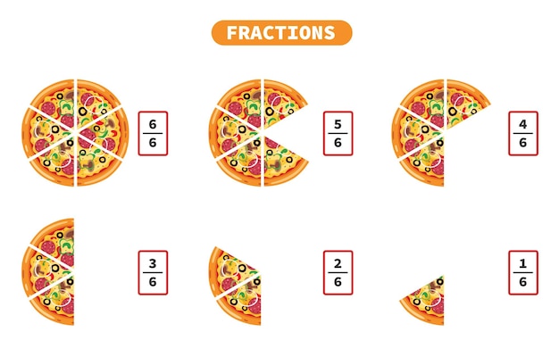 Vector vector drawing of fractions worksheet