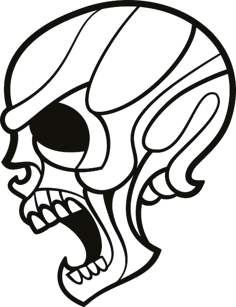 Vector Drawing Of A Human Skull Isolated On Transparent Background