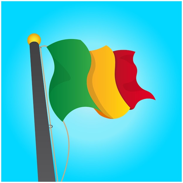 Vector vector drawing of a mali flag flying in the sky