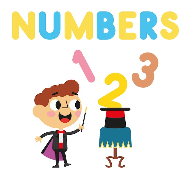 Vector drawing on numbers for children