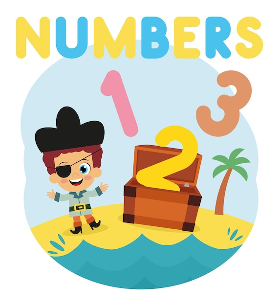 Vector drawing on numbers for children