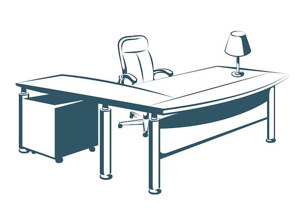 Vector il disegno del lavoro d'ufficio, isolato su sfondo bianco.