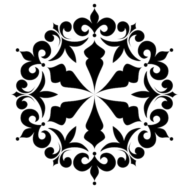 Vector vector drawing of snowflakes, a six-pointed star on a white background