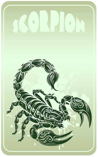 Vector vector drawing of a stylized scorpion in a stencil design against an attractive backdrop