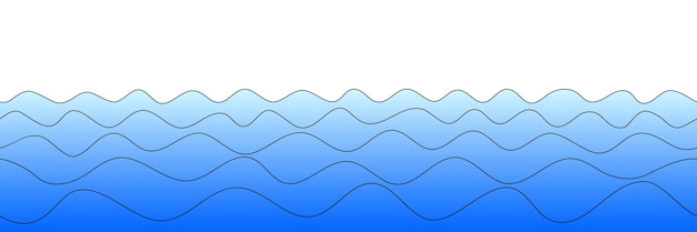 Vector drawing of waves on the sea seamless border