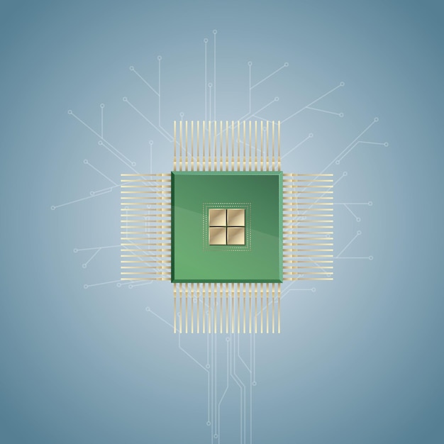 Vector drawn computer processor,Circuit board design concept.