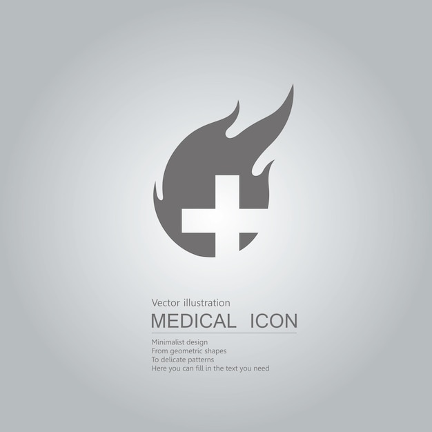 Vector drawn cross icon. Isolated on grey background.