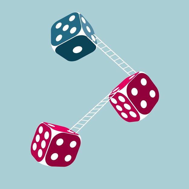 Vector vector drawn dice. isolated on blue background.