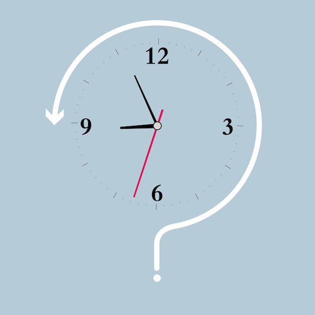Векторные нарисованные цифровые часы, простой дизайн вопросительного знака со стрелкой.
