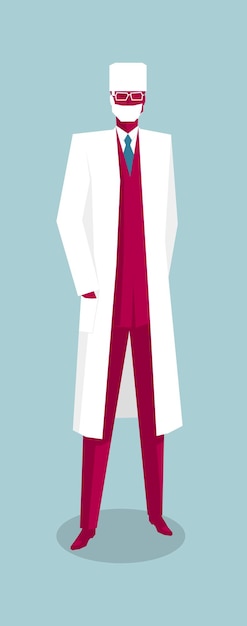 Vector vector drawn doctor. isolated on blue background.